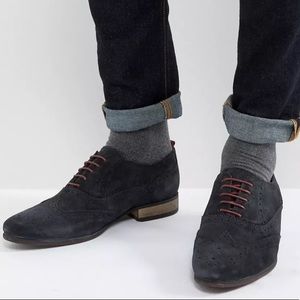 ASOS Brogue Shoes in Navy Suede